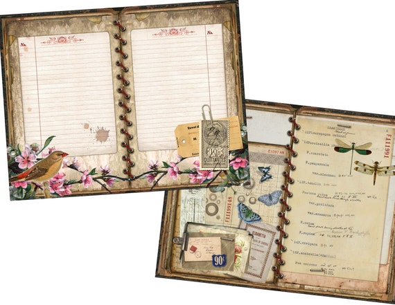 vintage art supplies and handwritten journal