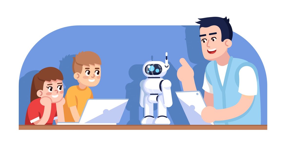 طفلان يتعلمان برمجة الروبوتات