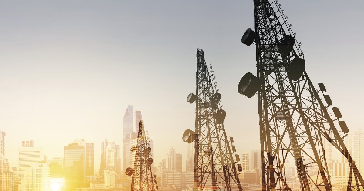telecommunications towers skyline