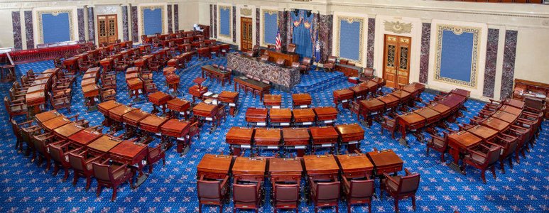 US Senate chamber and politicians