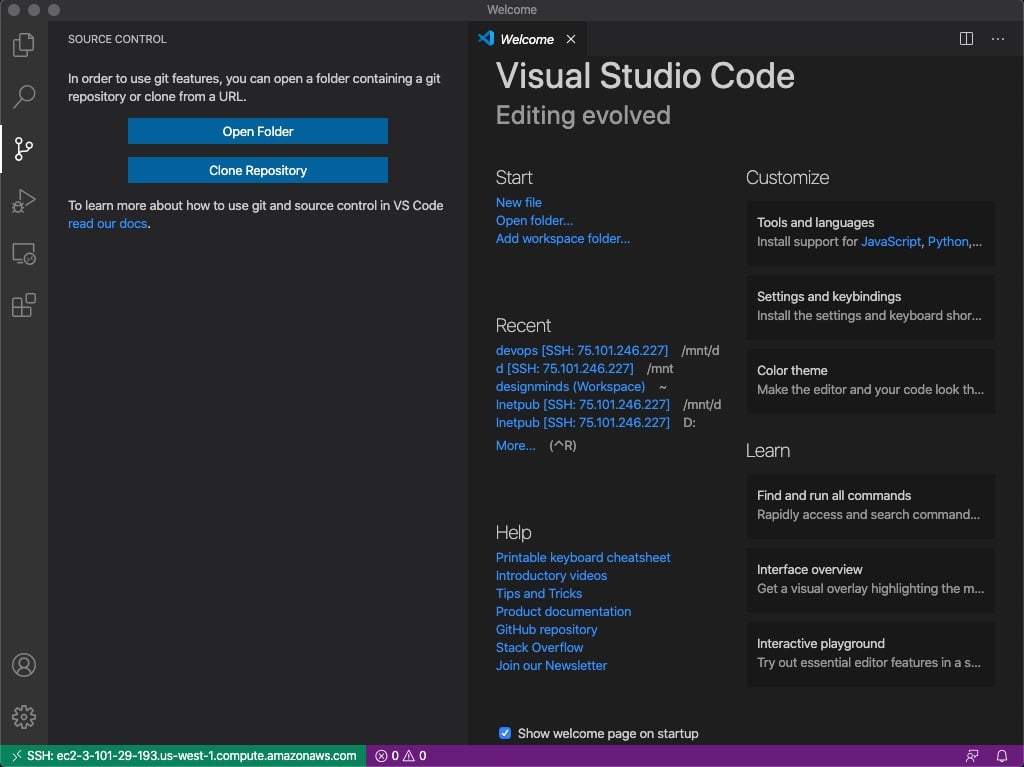 visual studio code remote development server setup