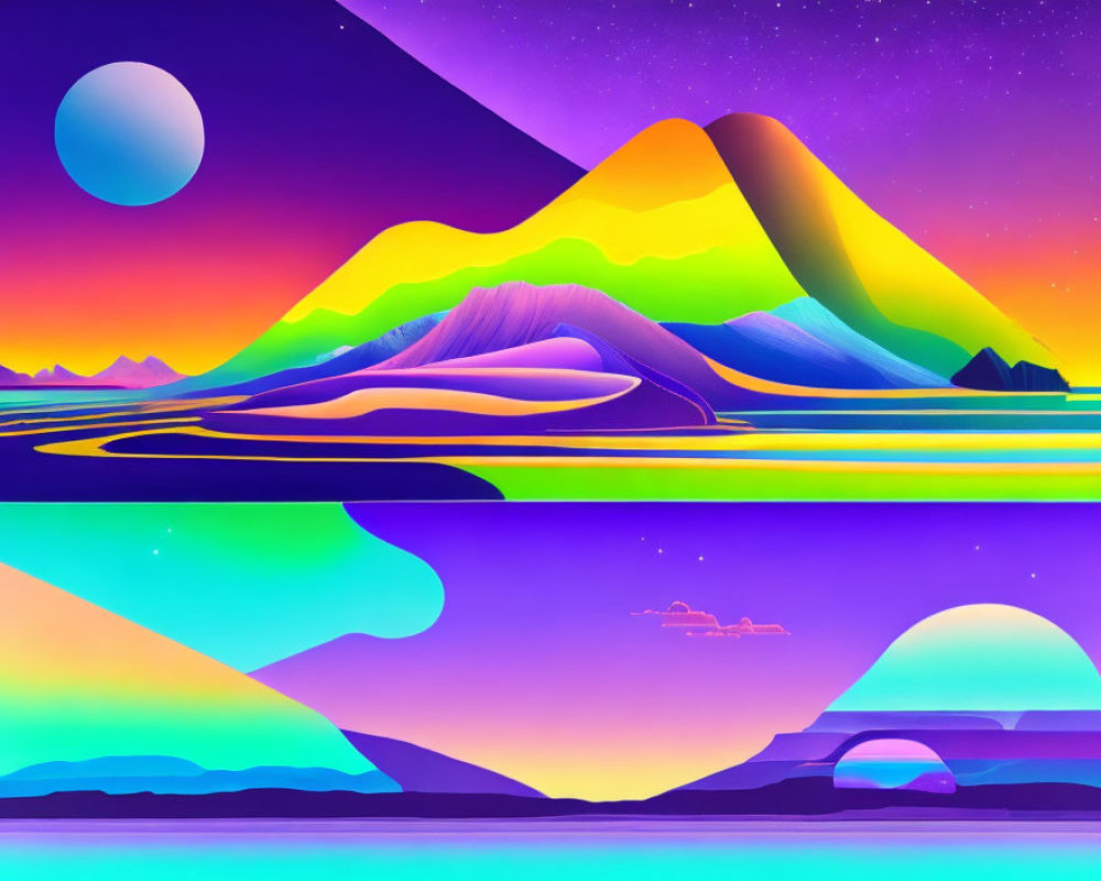 mountain landscape with tech elements