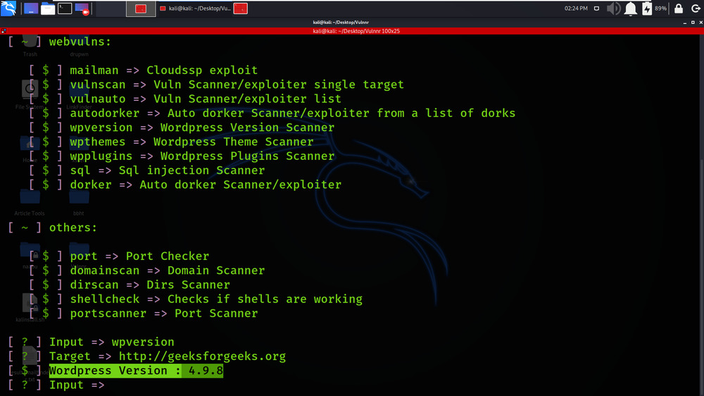 Kali Linux vulnerability scanning tools