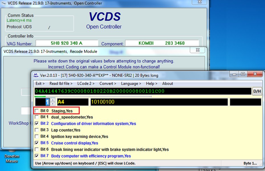 An example of the gauge sweep (staging) feature on a Volkswagen instrument cluster.