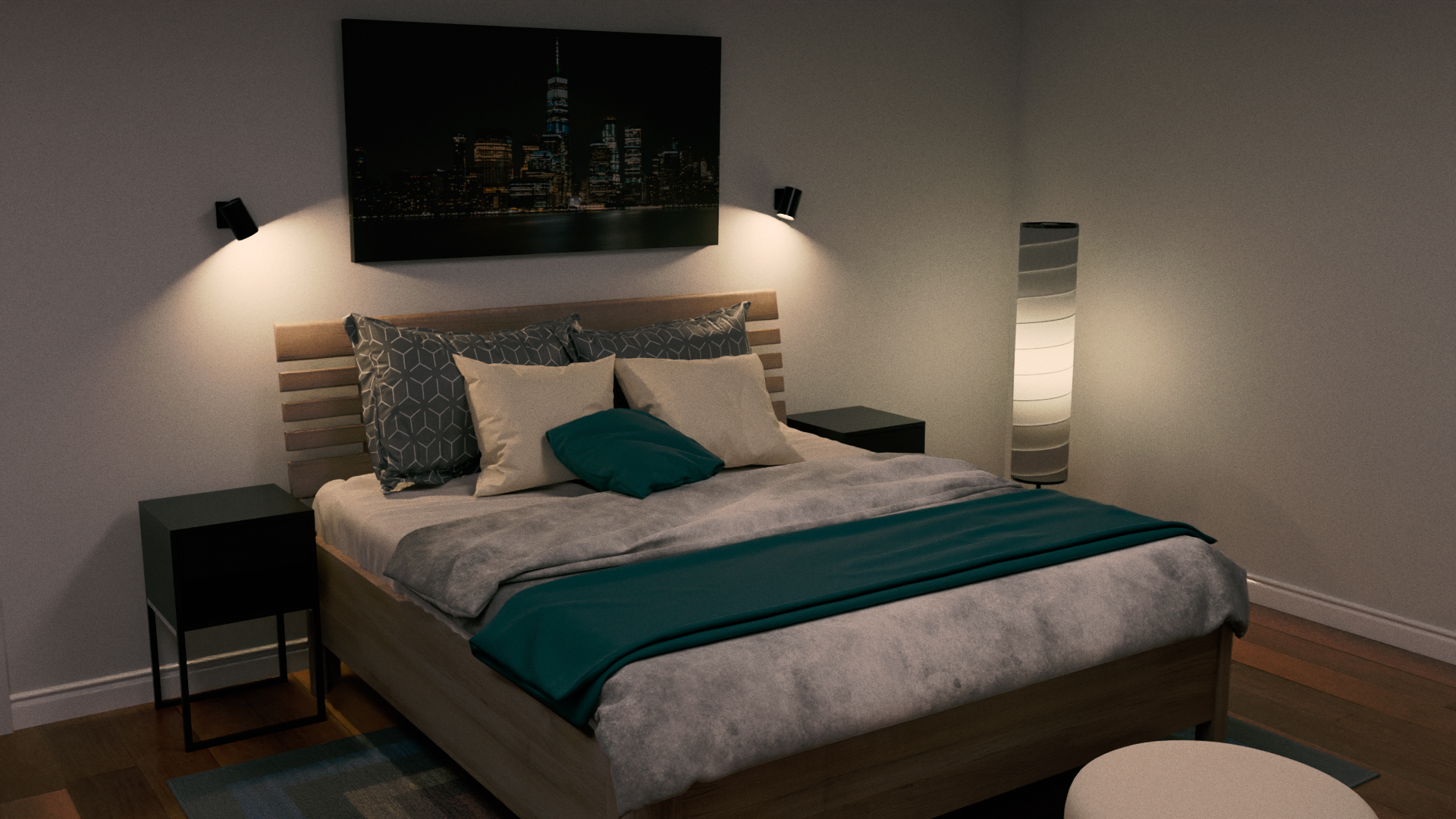 bedroom scenery nighttime