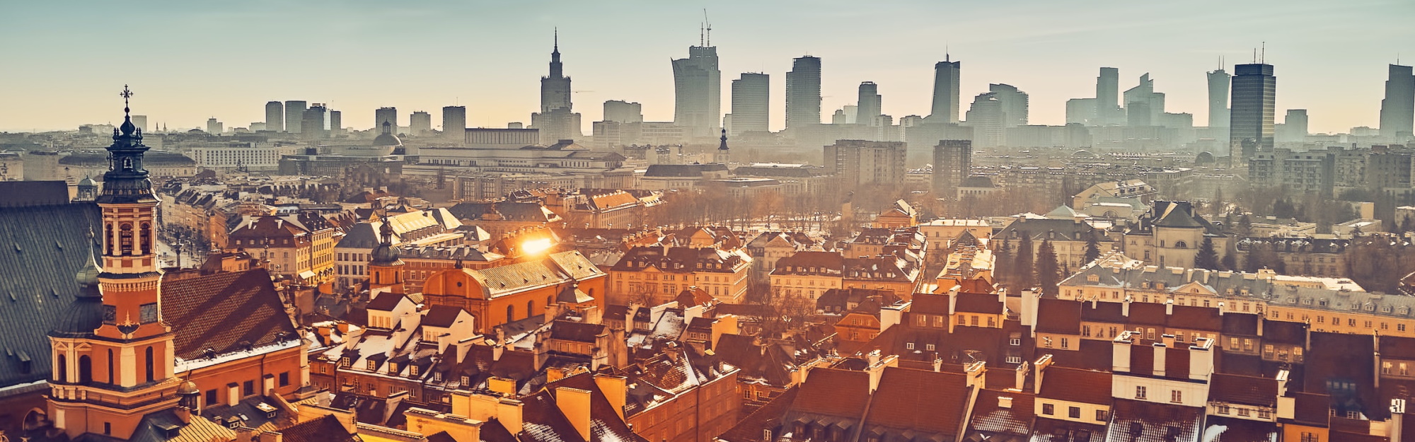 Warsaw city skyline weather