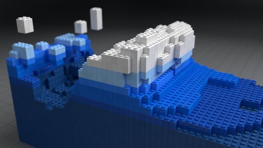 flowing water simulation with lego pieces