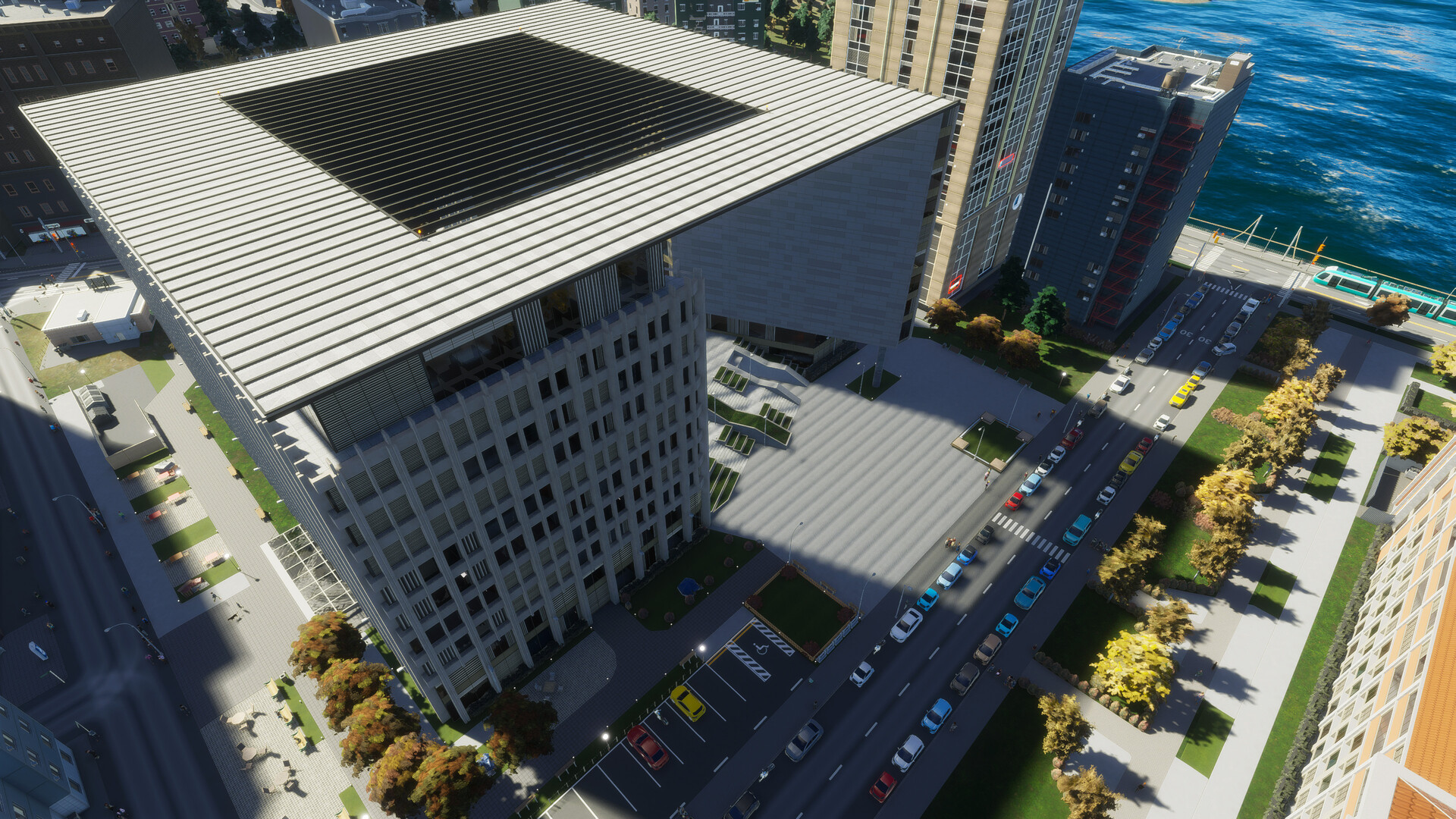 city skyline with modern architecture