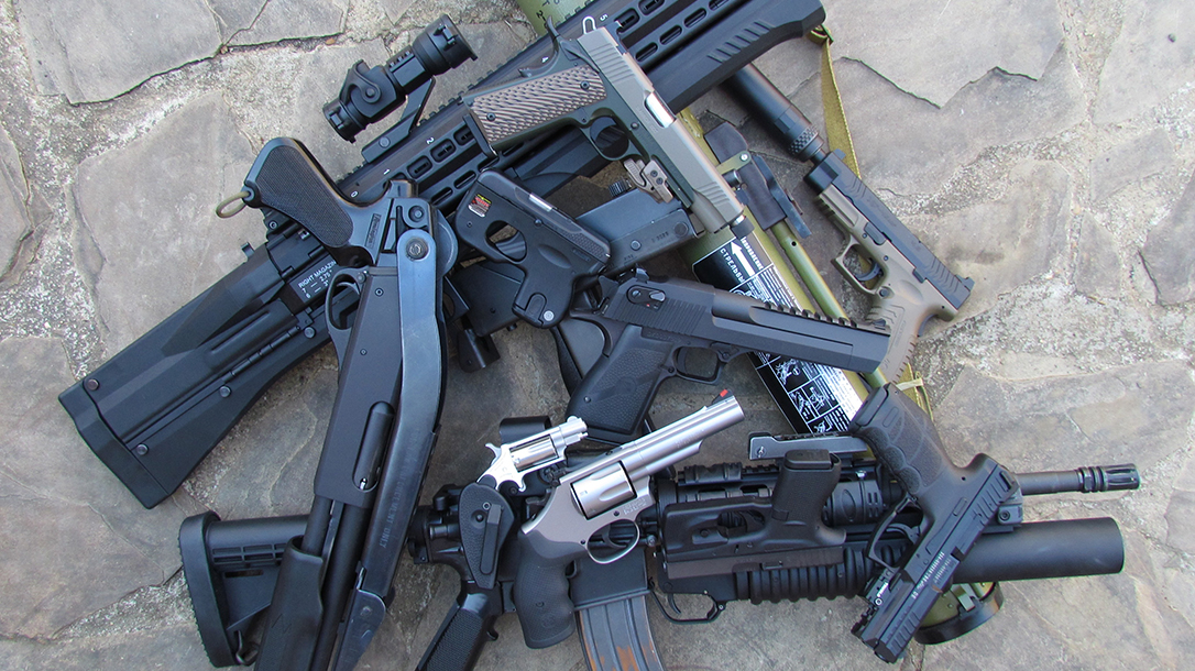 modern gun arsenal, tactical weapon set