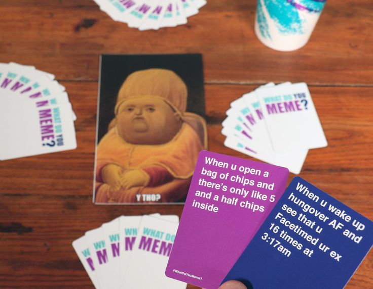party card game table with memes