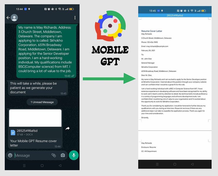 Concept of ChatGPT like AI integrated into WhatsApp