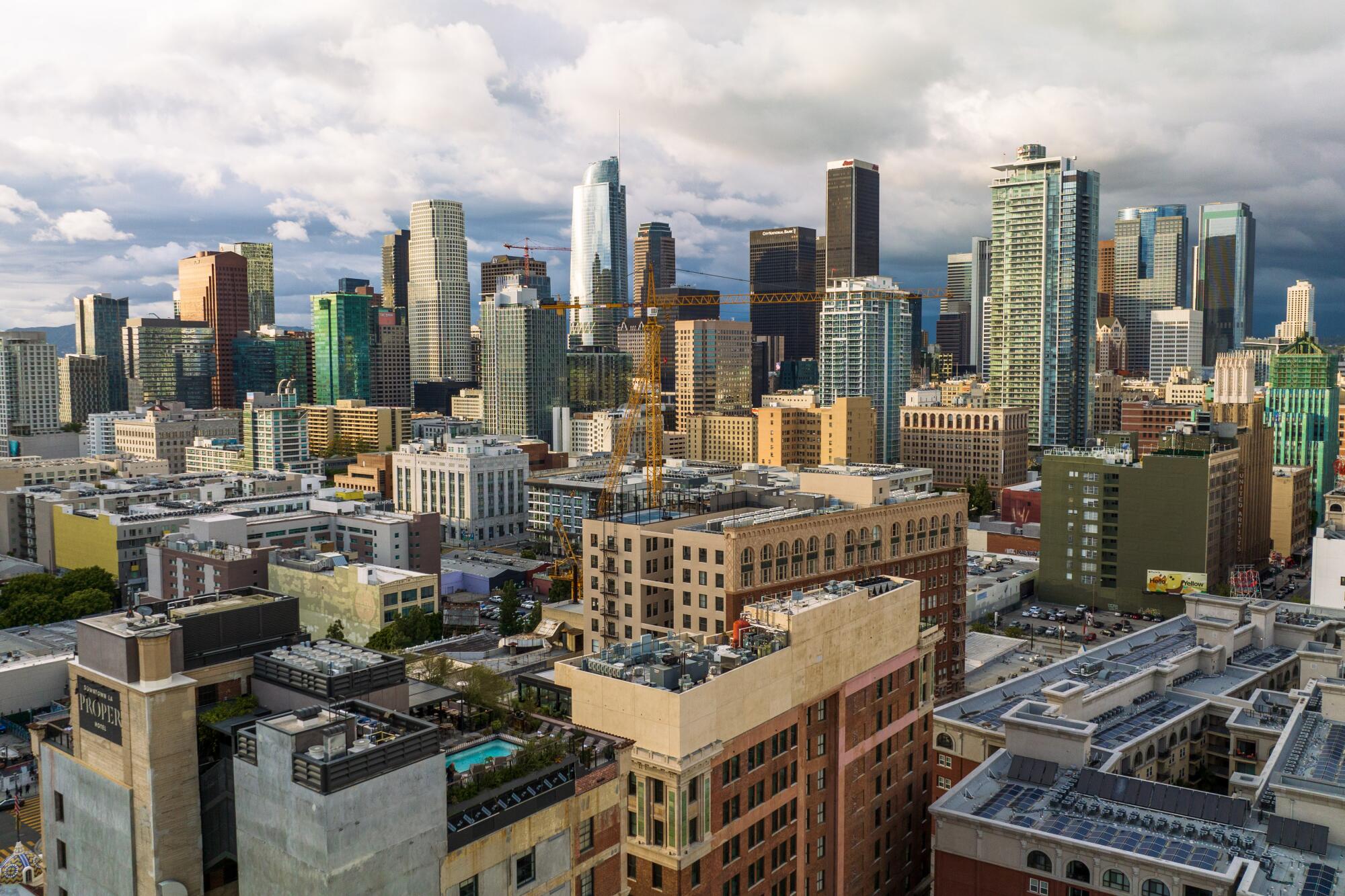 financial district skyline and office buildings