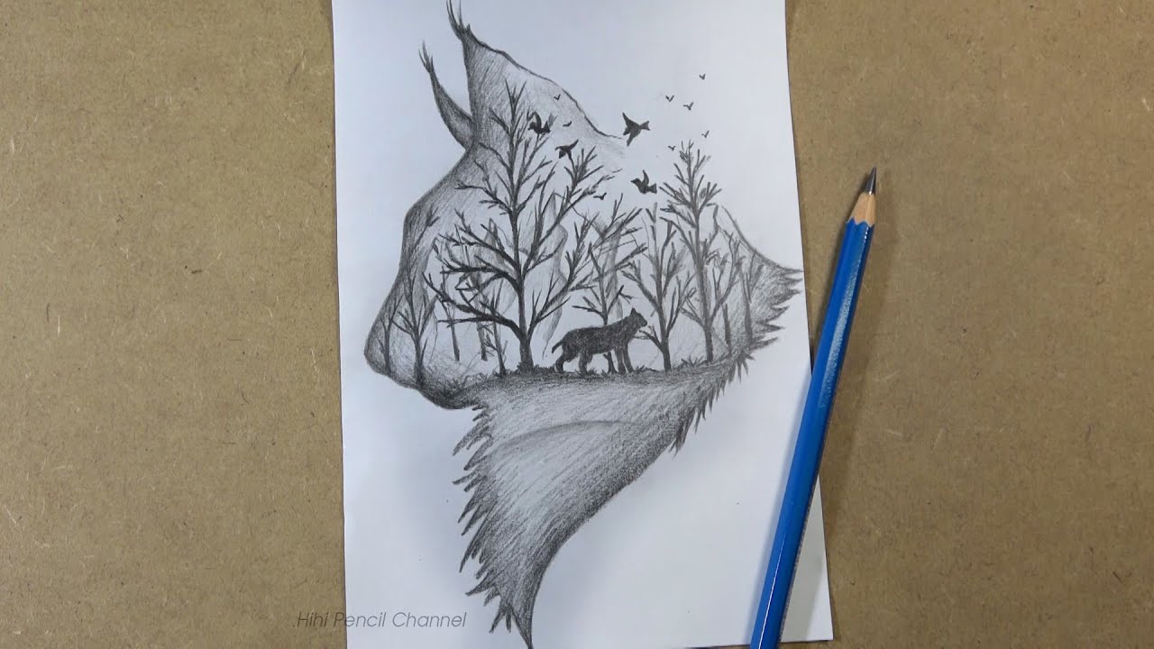 wild animals drawing landscape