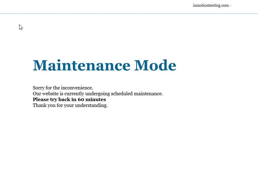 wordpress maintenance mode server room