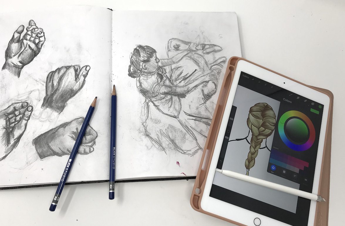 modern digital art tools and traditional art materials