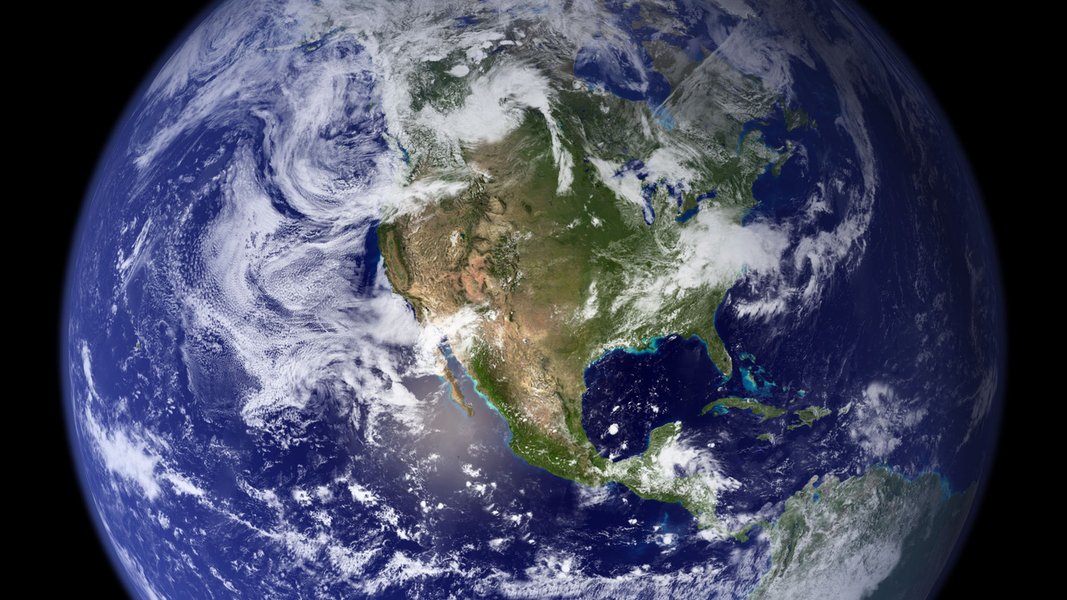 Satellite view of Earth showing the Americas