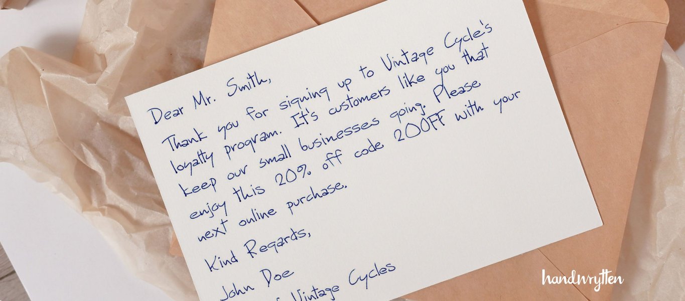 A close-up of a handwritten sales letter.