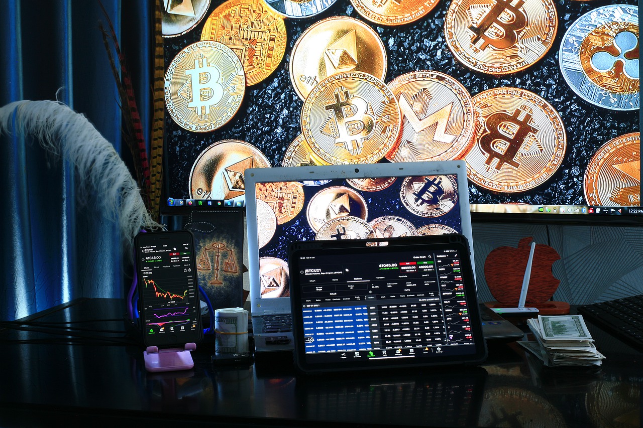 cryptocurrency trading floor digital screens