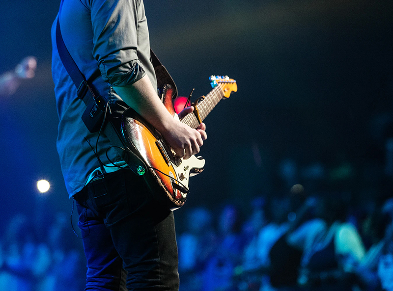 electric guitar stage performance