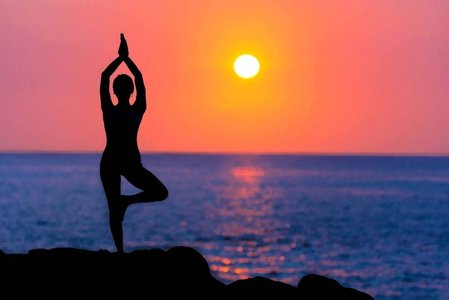 yoga class outdoor sunset