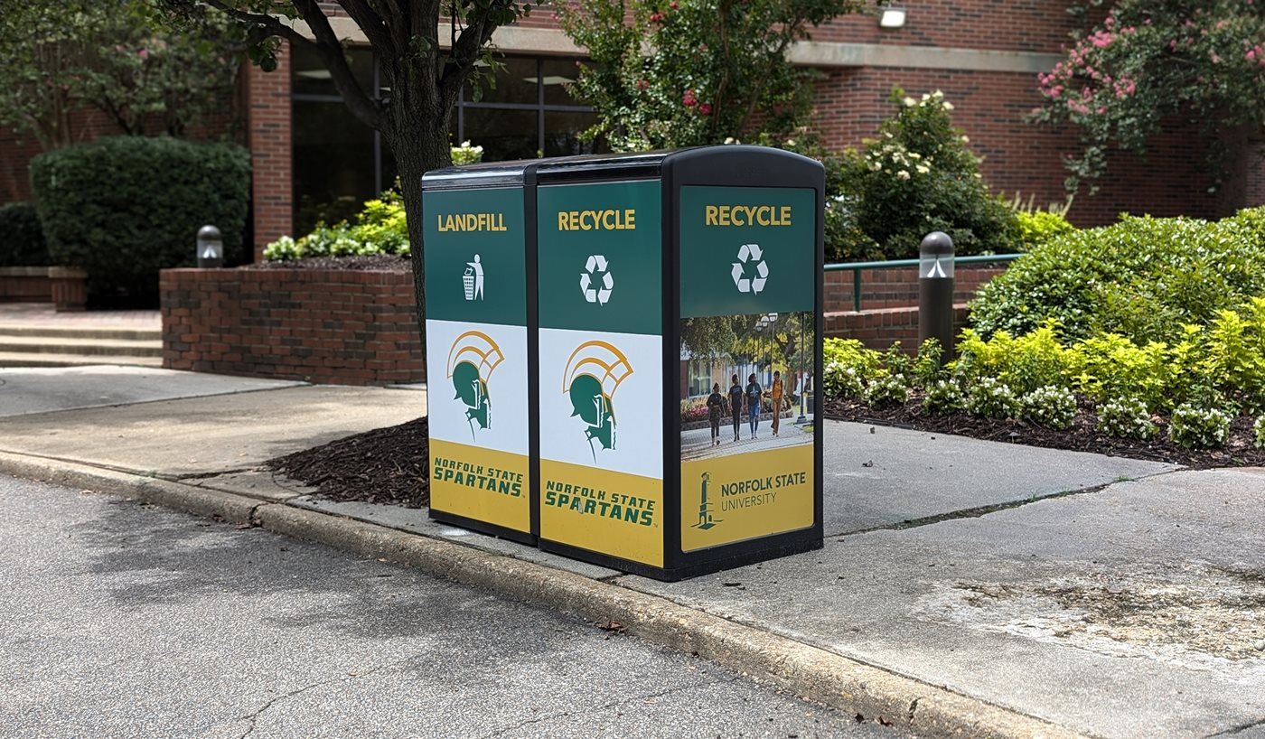 campus recycling bins and sustainable infrastructure