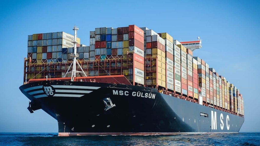 large container ship at sea