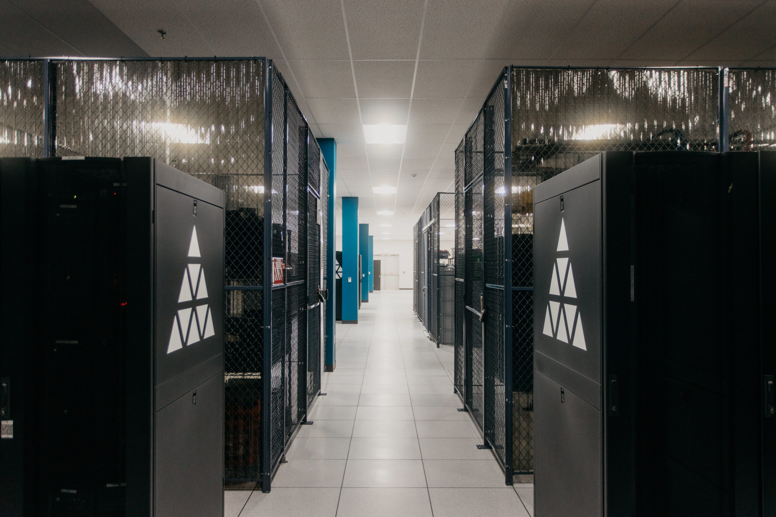 physical server room cabinet equipment