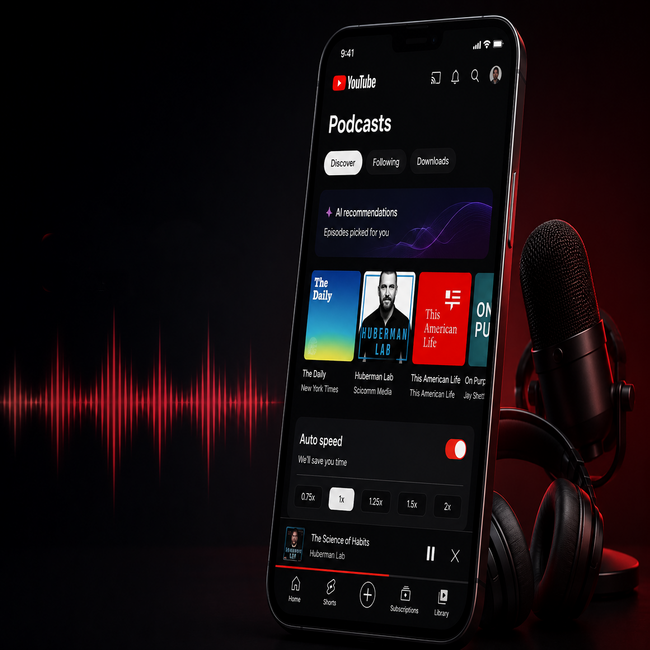 YouTube Adds AI Podcast Recommendations