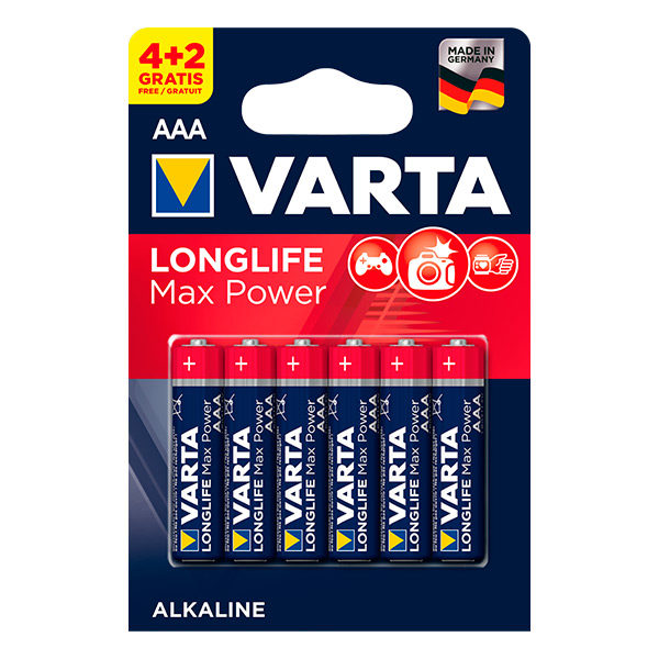 АЛКАЛНИ БАТЕРИИ VARTA LONGLIFE MAX POWER AAA LR03 4+2 БРОЯ