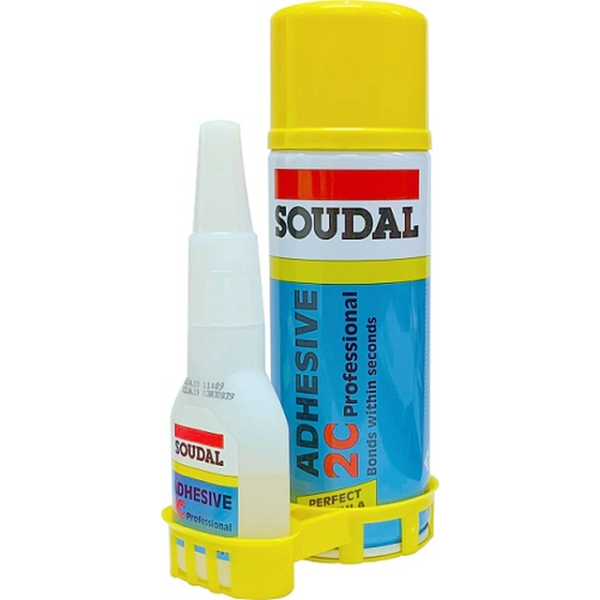 Двукомпонентно моментно лепило Soudal 2C Professional Adhesive Soudal 100 г и спрей активатор 400 г