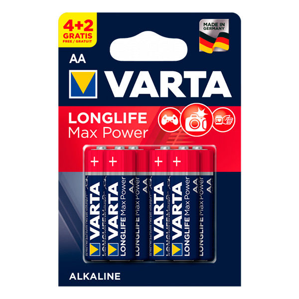 АЛКАЛНИ БАТЕРИИ VARTA LONGLIFE MAX POWER AA LR6 4+2 БРОЯ