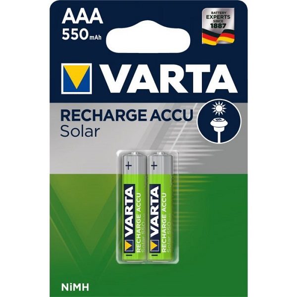 БАТЕРИИ VARTA SOLAR ACCU HR03 AAA 550 MAH 2 БРОЯ