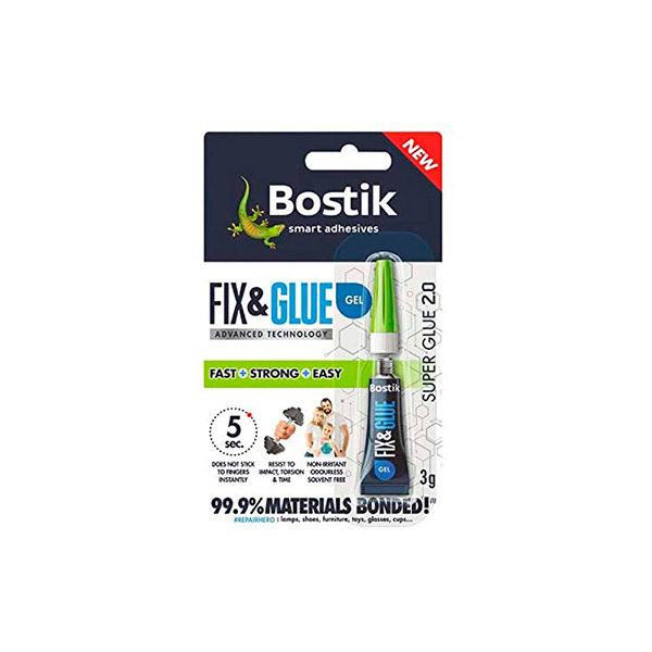 СЕКУНДНО ЛЕПИЛО ГЕЛ BOSTIK 2 ГРАМА FIX & GLUE GEL / 650103