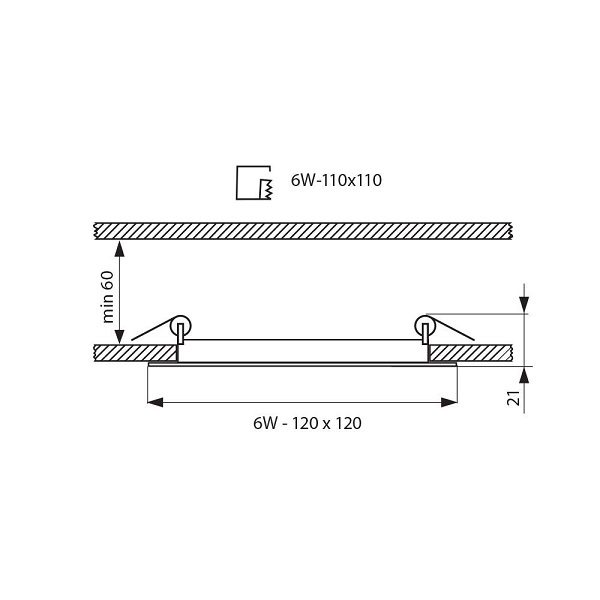 КВАДРАТЕН LED ПАНЕЛ GRID LED 6W WH/W-6000K