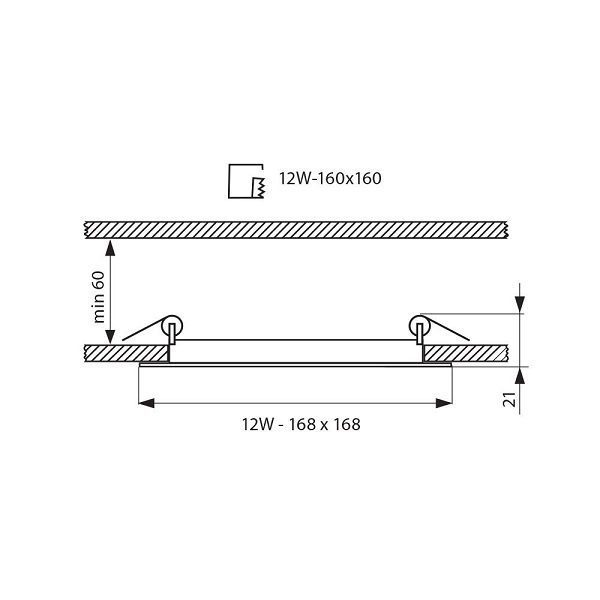 КВАДРАТЕН LED ПАНЕЛ GRID LED 12W WH/W