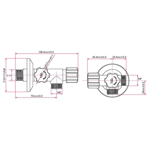 КОМБИНИРАН КРАН ДВОЕН 1/2" Х 3/8" Х 3/8" ALBERTONI