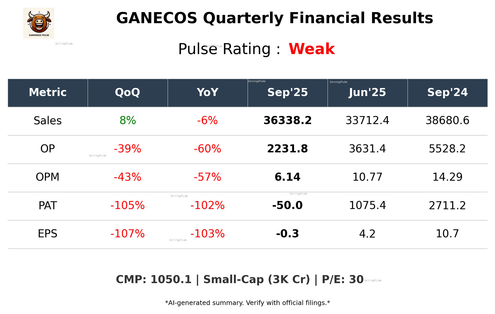 GANECOS Q2 2026 earnings summary