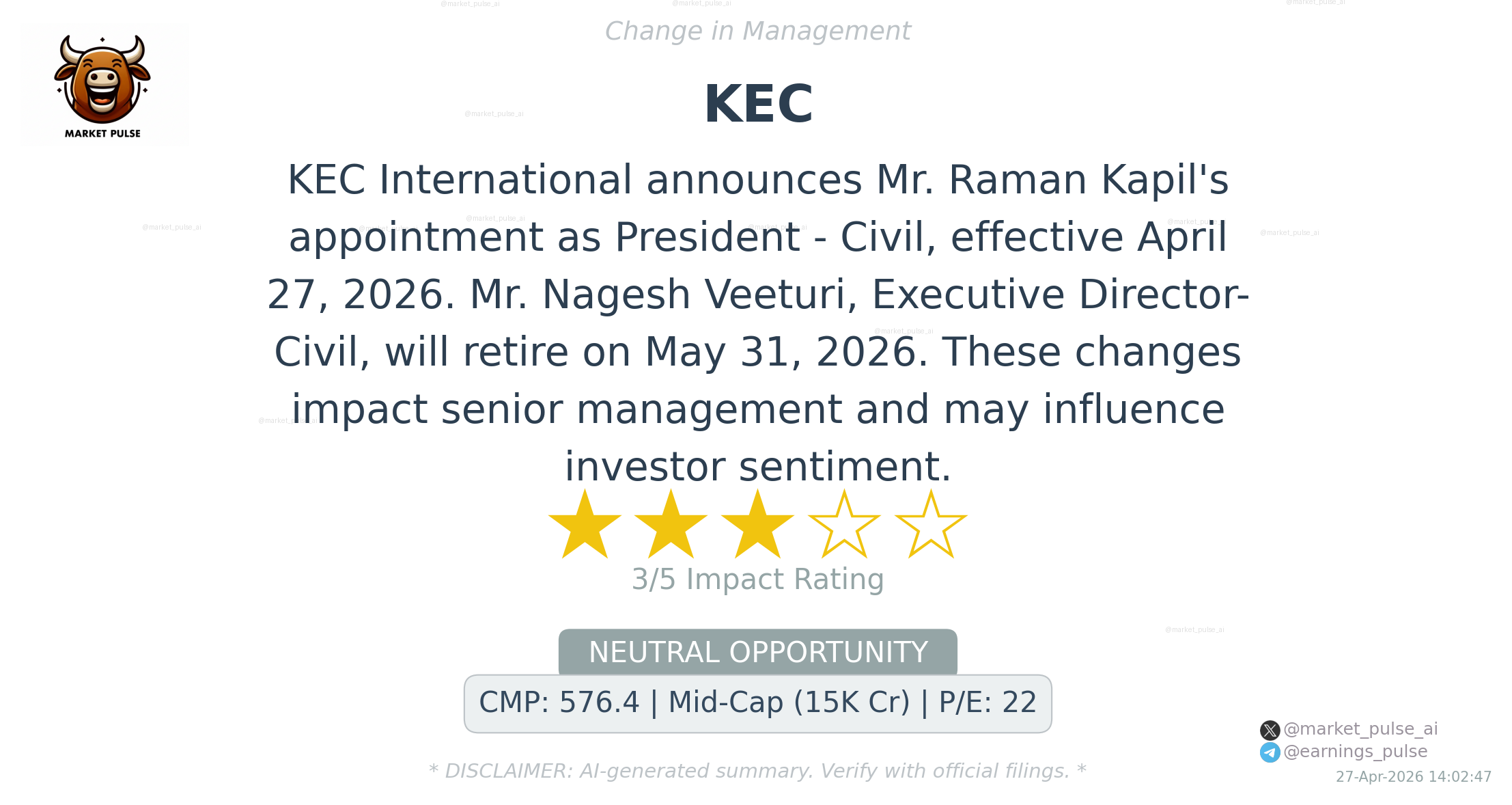 KEC Intl: New President-Civil, Executive Director retiring soon ...