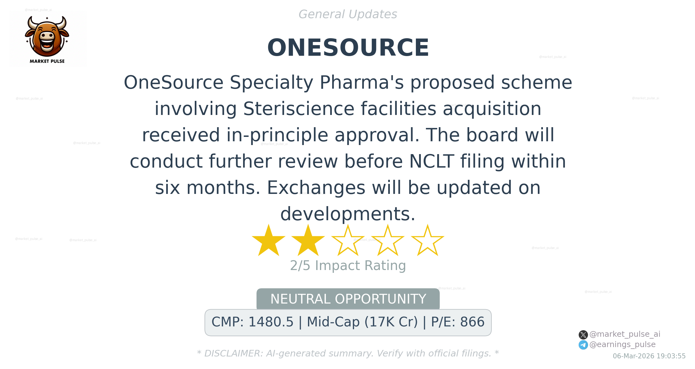 One Source Sample ONESOURCE: General Updates | Earnings Pulse | Earnings Pulse
