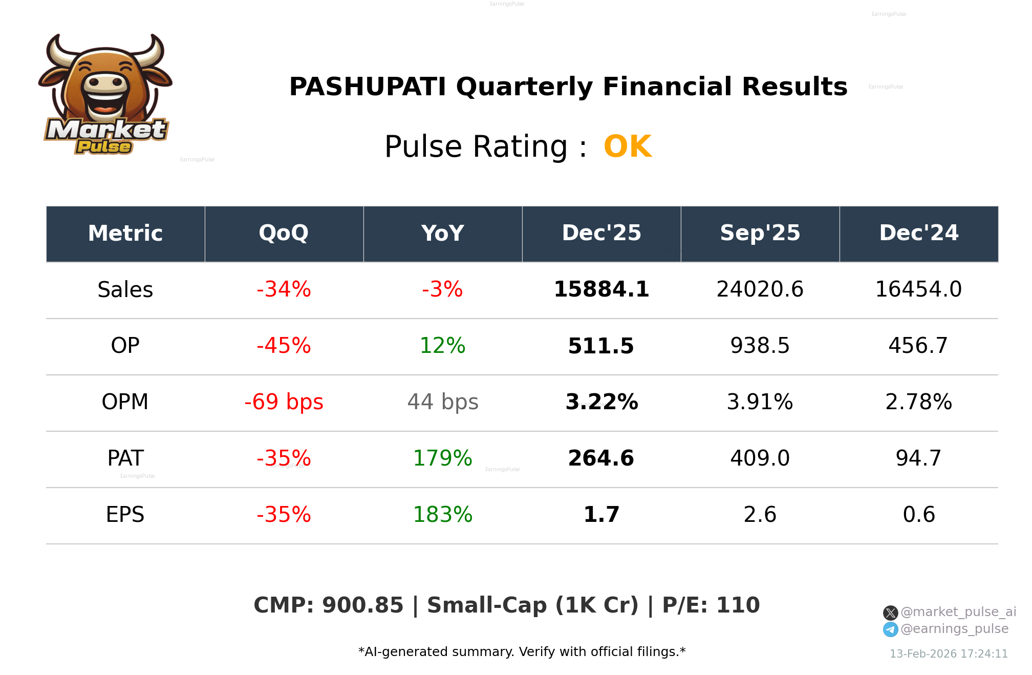 PASHUPATI Q3 2026 earnings summary
