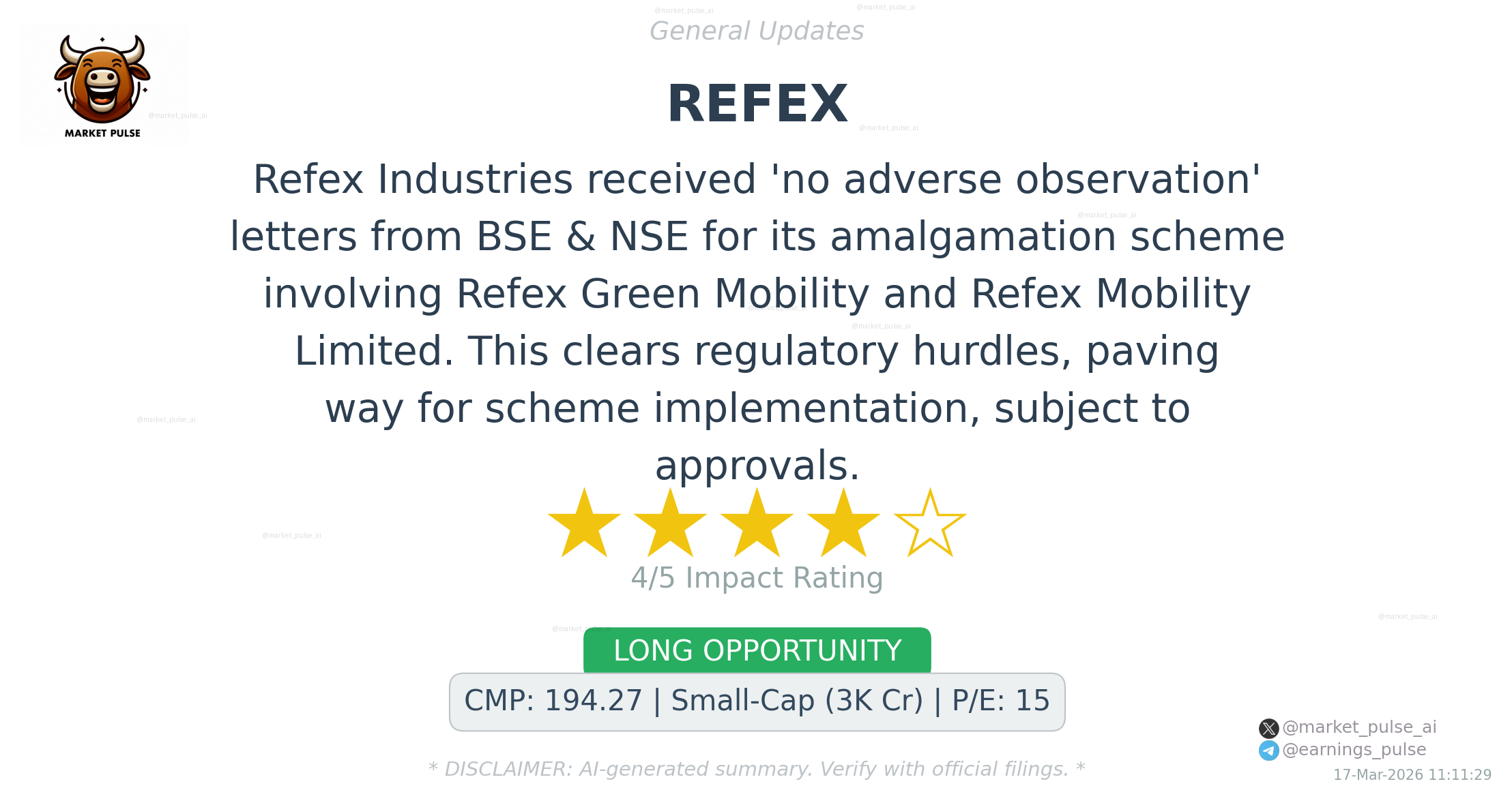 Refex gets BSE/NSE nod for amalgamation scheme. Positive outlook ...