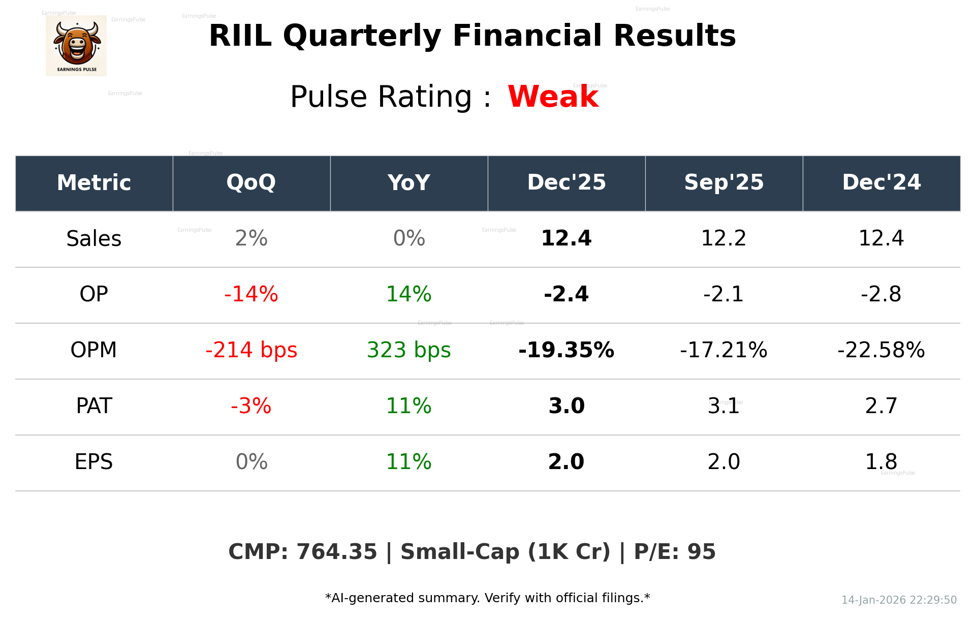 RIIL Q3 2026 earnings summary