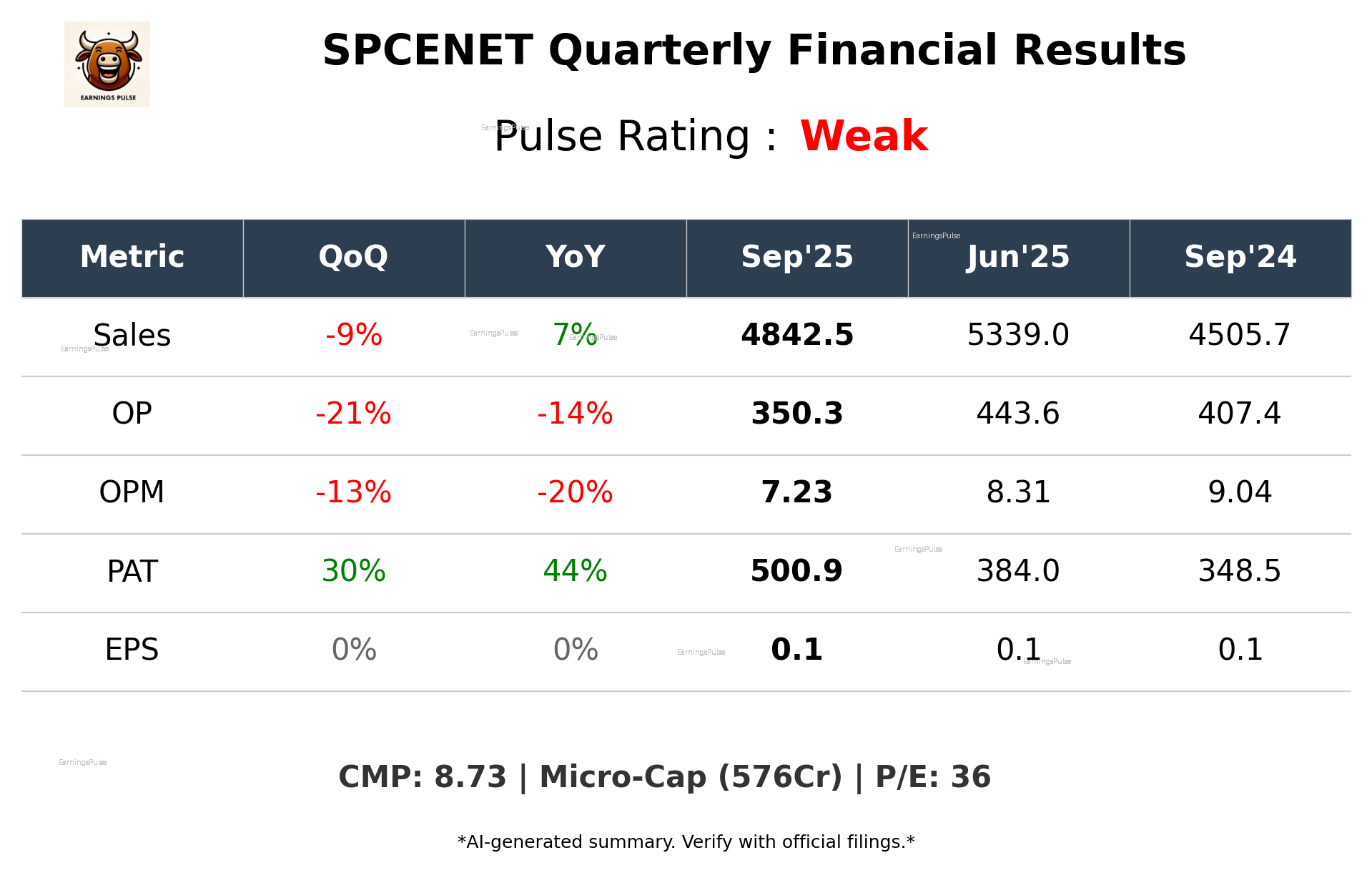 SPCENET Q2 2026 earnings summary