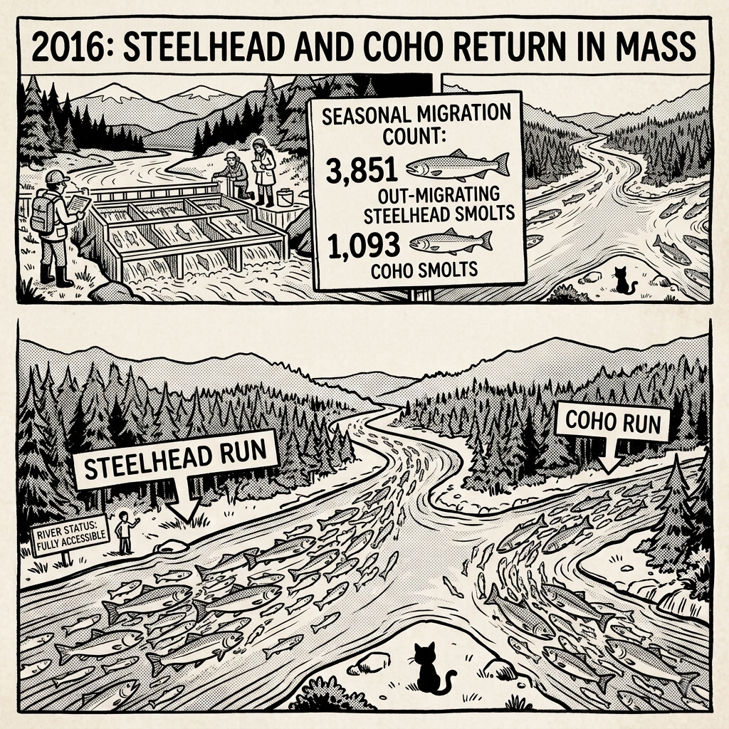 Reestablished populations of steelhead and coho salmon