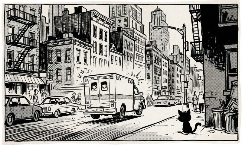 Ambulance image through city streets