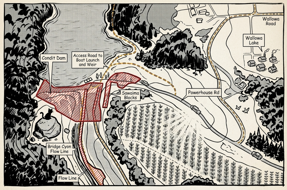 Aerial image showing layout of upriver landscape and planning