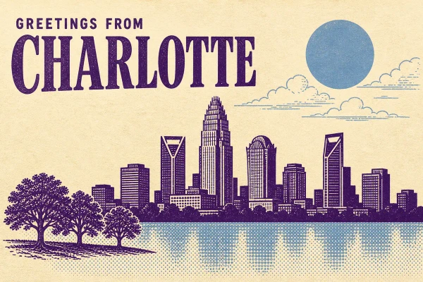 Charlotte, North Carolina postcard design 4 of 6 — landscape