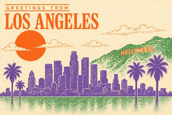 Los Angeles, California postcard design 4 of 6 — landscape