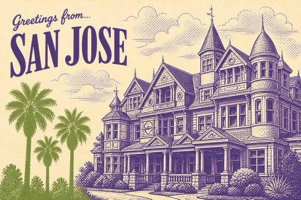 San Jose, California postcard design 1 of 6 — landscape