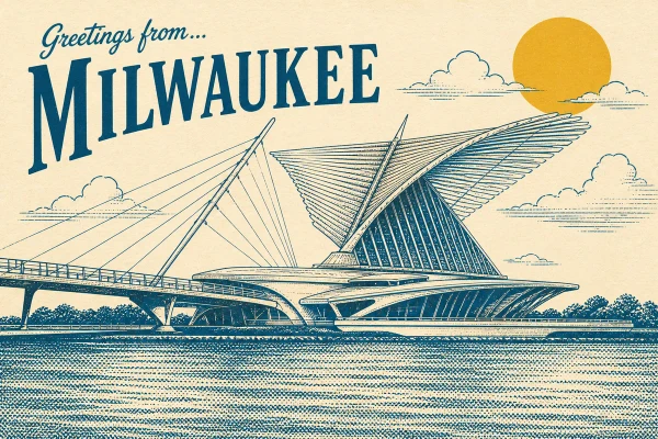 Milwaukee, Wisconsin postcard design 1 of 6 — landscape